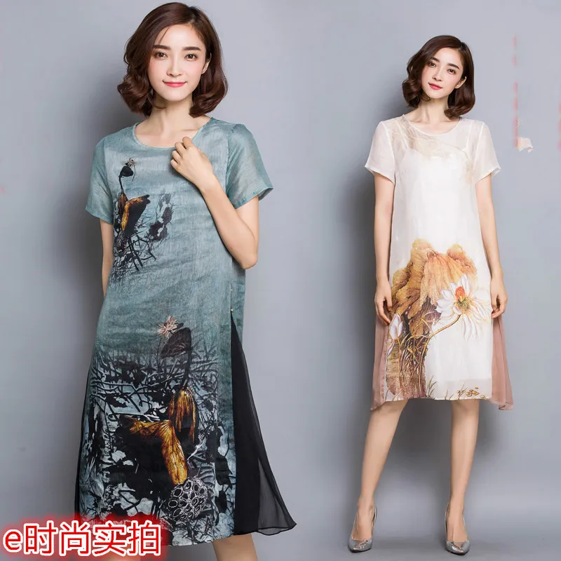 Stitching Silk Shirts Women Printing Loose Fashion Single-breasted
Retro Shirt Womens Summer Casual Long Sleeve 2020 New