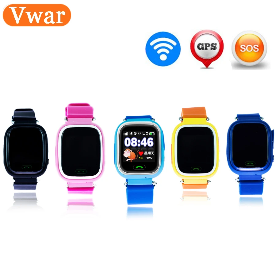 Продажа Детские font b gps b font умные часы Q90 Wifi сенсорный экран Детские умные часы SOS расположение вызова для детей безопасный анти потеря монитор PK Q50 Q528 Q80