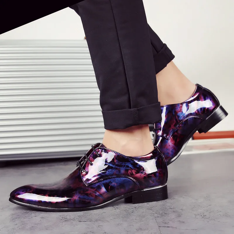 fashion camouflage men patent leather shoes mixed colors italian dress male footwear print flower wedding oxford shoes for men (31)