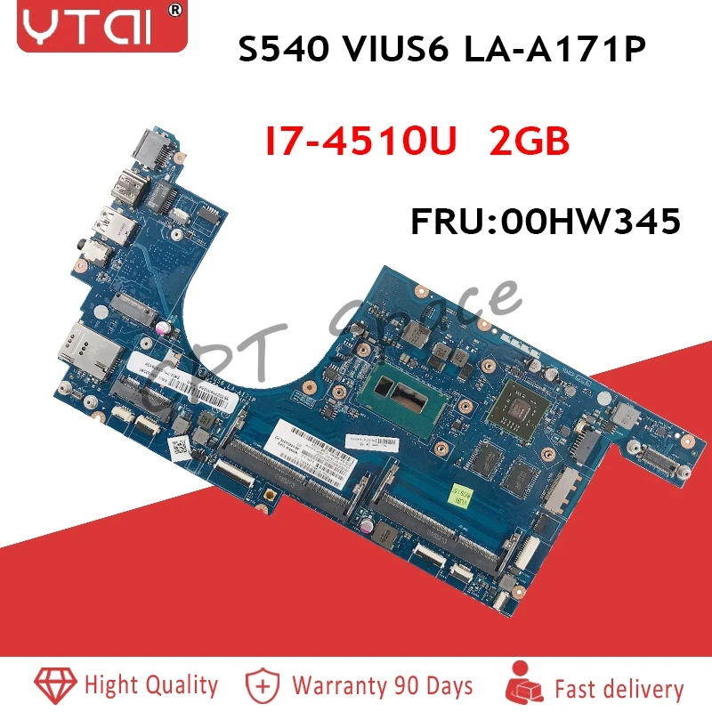 

00HW345 for Lenovo Thinkpad S5-S540 S540 Laptop Motherboard VIUS6 LA-A171P SR1EB I7-4510U 2GB FRU:00HW345 00HW347 Tested