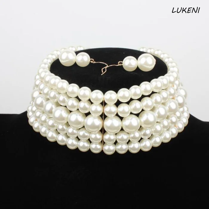 1Pcs/set Cool Pearl Choker Necklace New Fashion Simulated Pearl Bead