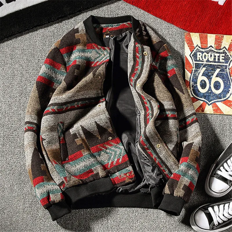 Woollen Thick Men Jacket Coat Man Winter Coats Streetwear Hip Hop Men Jacket Coat Black Bomber Jacket Men 2019New Large size 5XL