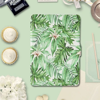 

For Amazon Kindle Paperwhite Case 1/2/3 Green Leaves Leather Auto Sleep Wake up 6 inch eReader Cover for Kindle Paperwhite Capa