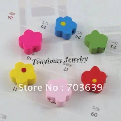 

Free Shipping 12mm Flower Shape Wood Beads Fashion Garment Accessory Wholesale 200pcs/Lot