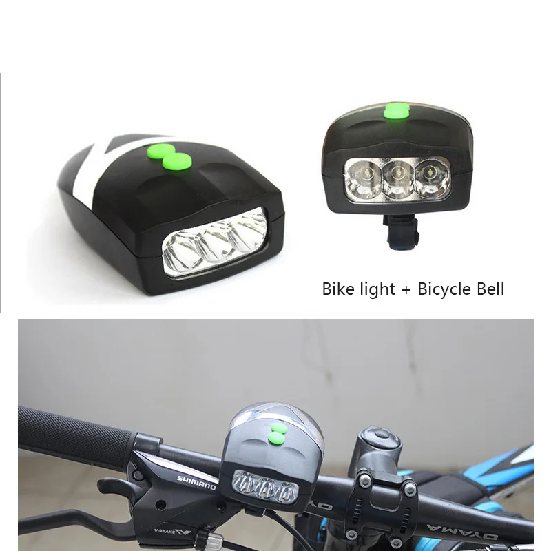 

Waterproof Ultra Bright 3 LED Bike Bicycle Light White Front Head Light Lamp With Cycling Electronic Bell Horn Hooter Siren