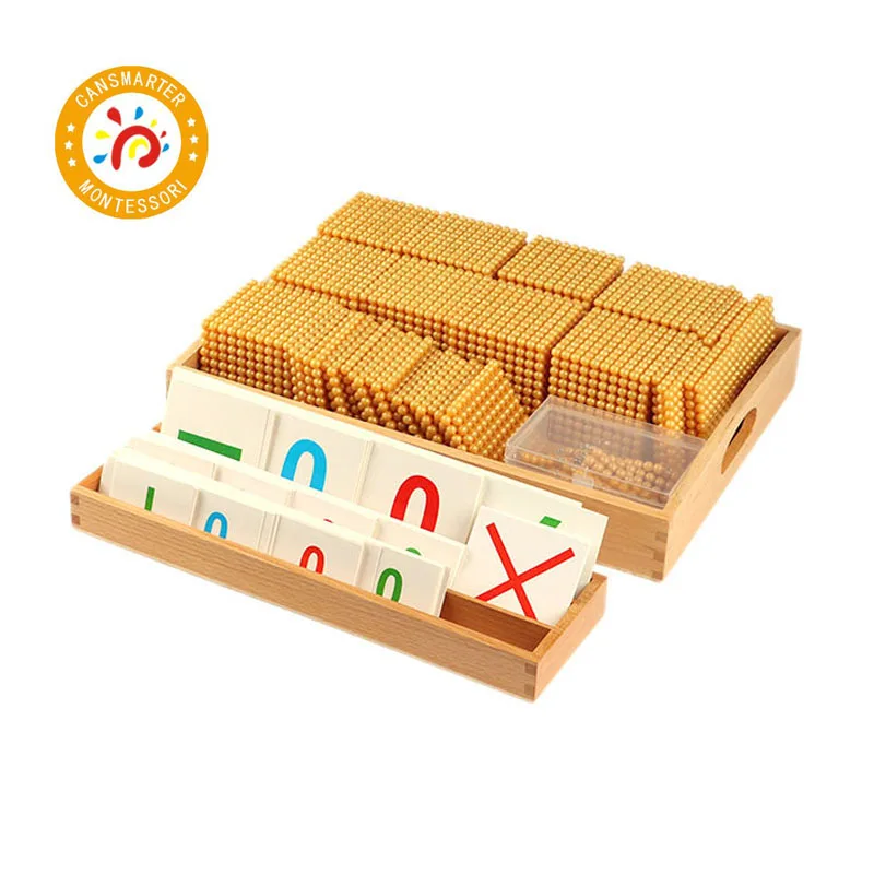 Материалы montessori Детские деревянные игрушки математические игрушки Пластик количество бусин практика Полное Золотой шарик игрушки MA164