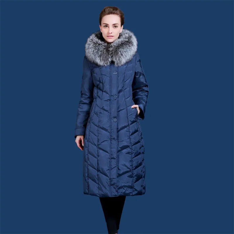 Russian and European Winter women down jacket Lengthen the thickening