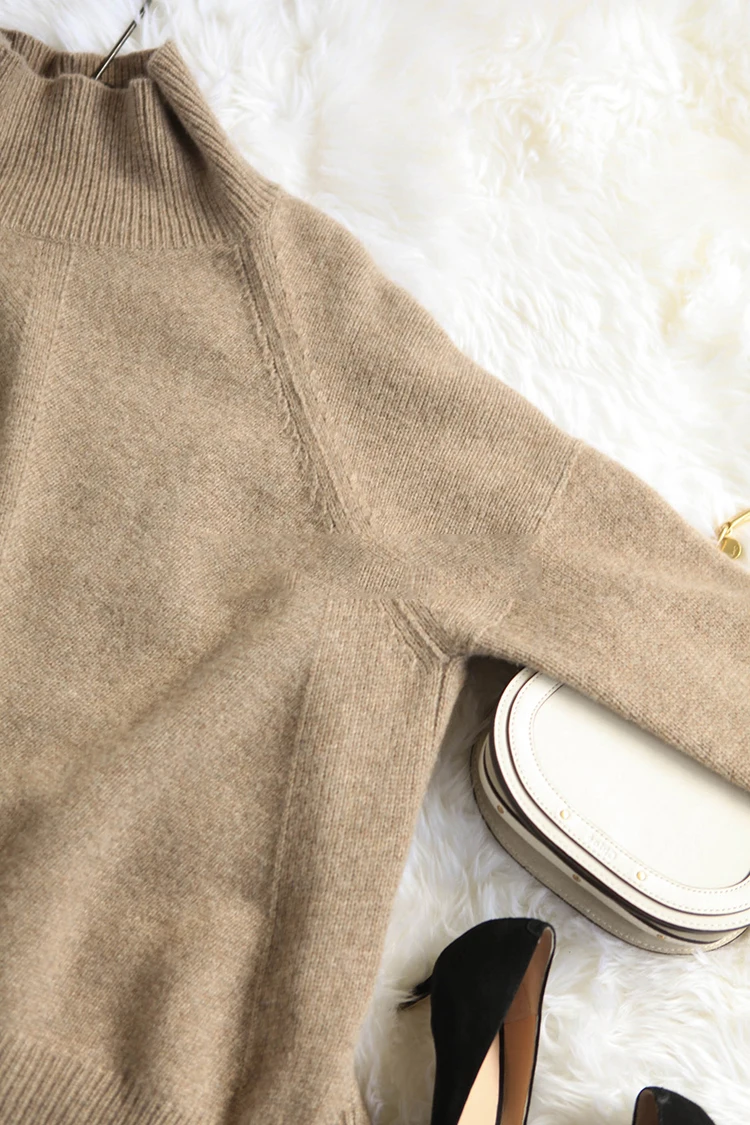 Осень и зима кашемировый свитер женский пуловер с высоким воротником Свободный толстый свитер короткая вязаная рубашка