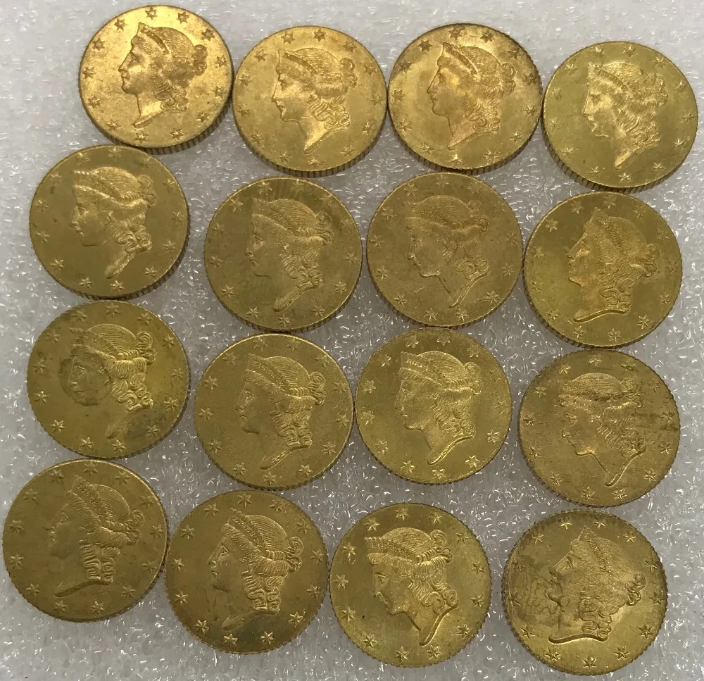 

Untied States of America Gold 1851 $1 One 1 Dollar Liberty Head Type 1 Brass Metal Copy Coins 10 pcs a package sold