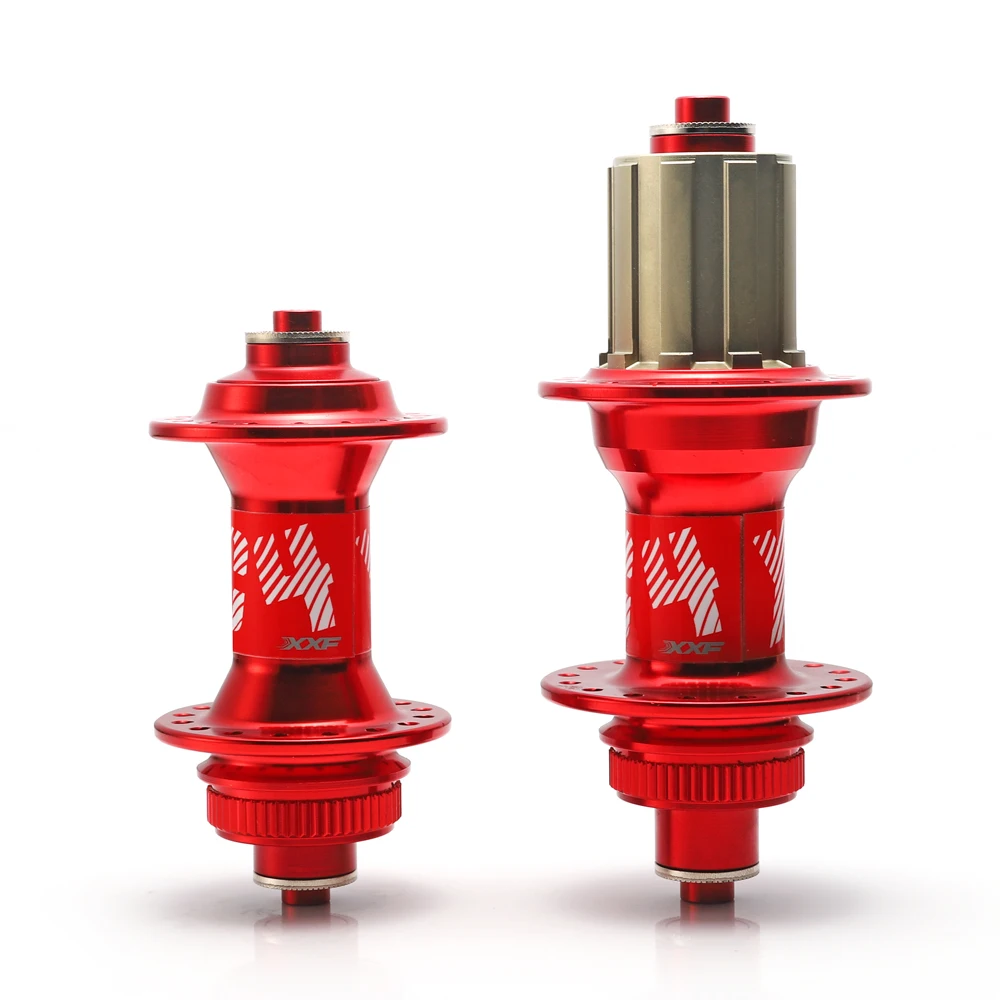 

XXF Front Rear Hub Set Central Lock 2/4 Bearings 32 Holes Quick Release Ultralight 435g/pair Mountain Bike Hubs Disc Brake Red