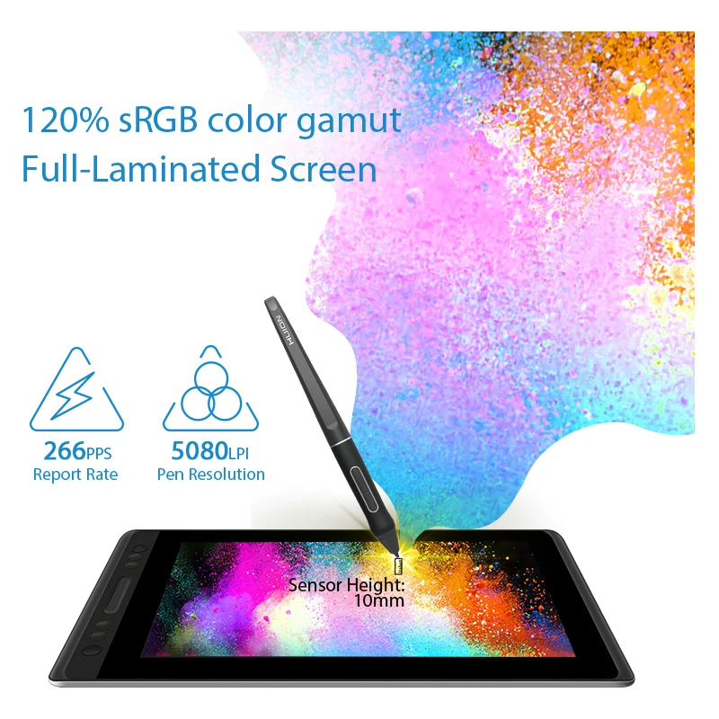 13.3 Inch Graphics Tablet Huion Kamvas Pro 13 Full Laminated Screen 120% sRGB Drawing Monitor with Adjustable Stand 4 Press Keys - Image 2