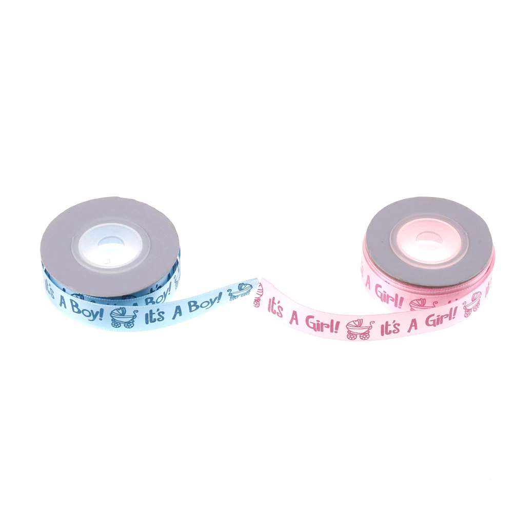 10Yard It is a Boy Girl Printed Ribbon Baby Shower Christening Satin Gift Packing DIY Crafts Christmas Ribbons|Ленты| |