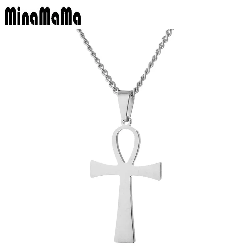 

Cross Necklaces Stainless Steel Ankh Neckalces For Men Women Gold Silver Color Egyptian Male Christian Jewelry