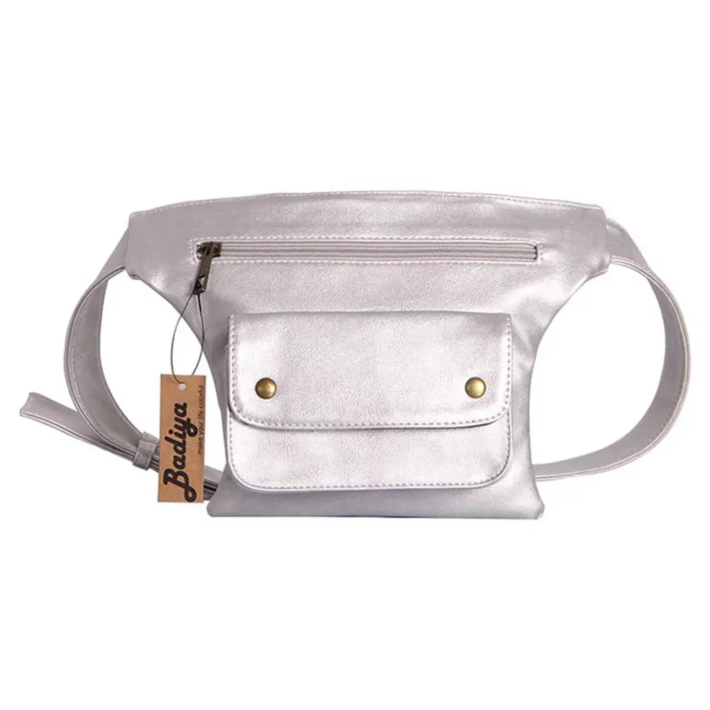 Модная женская блестящая Кожаная поясная сумка серебряного цвета Mochila Cintura, поясная сумка на пояс, женская сумка из искусственной кожи, Повседневная поясная сумка, сумка Bolsa - Цвет: Серебристый