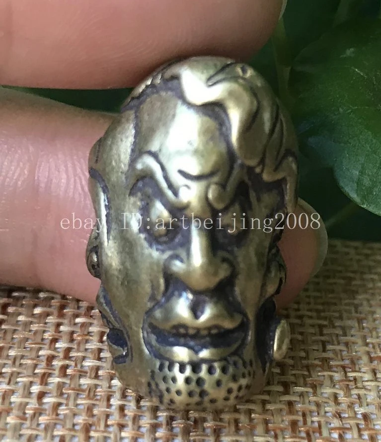 

Chinese Bronze Brass People Angry Sad Sorrow Expression Statue Pendant A95