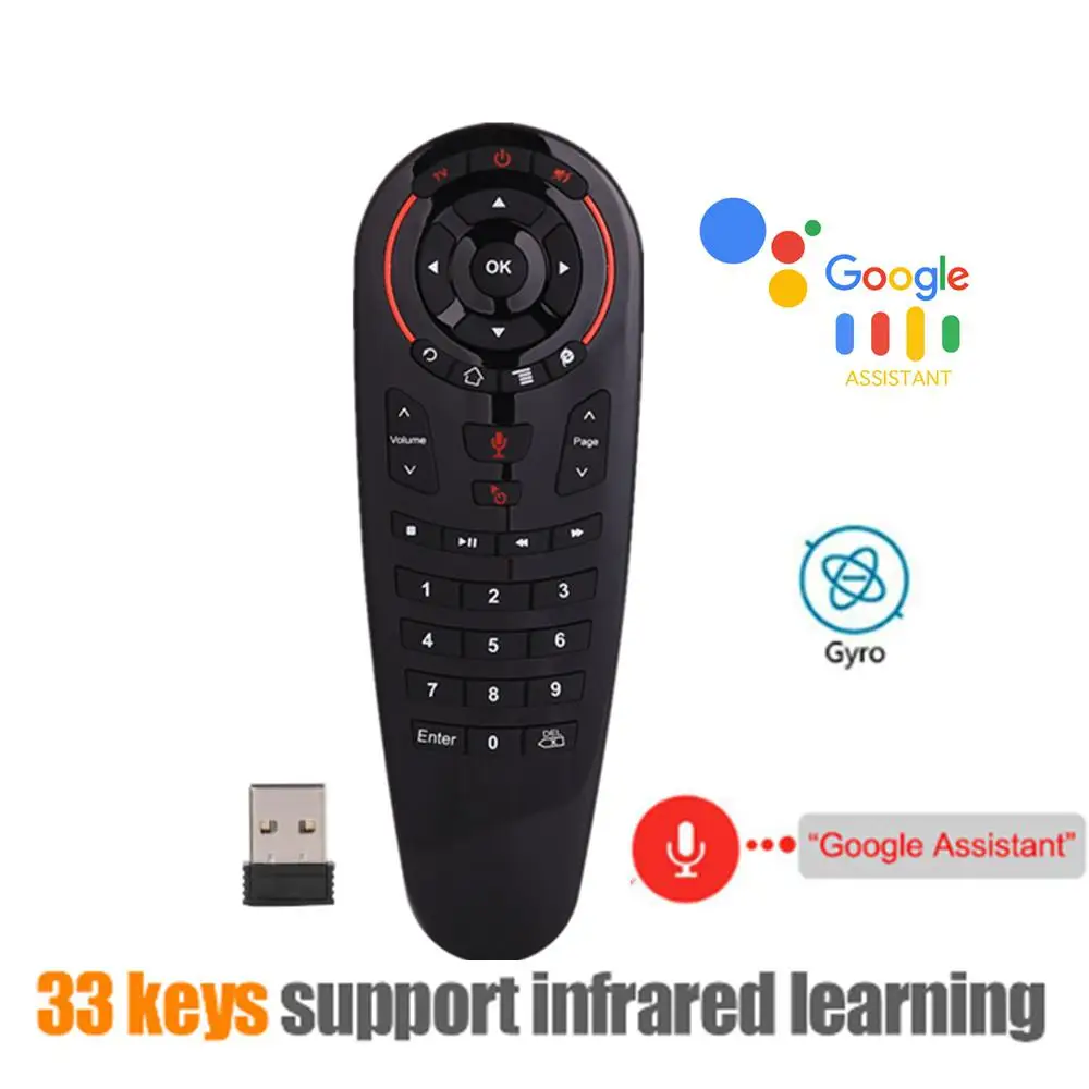 

DSstyles G30 2.4G Wireless Voice Air Mouse 33 Keys IR Learning Gyro Sensing Smart Remote Control for Game Android TV Box