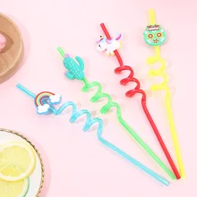 4 шт мультфильм Единорог Сова Радуга многоразовые трубочки смузи соломинки для молочных коктейлей охладительные напитки дети бар аксессуары
