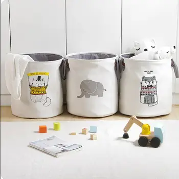 

1Pcs Large Size Cartoon Fabric Laundry Basket Folding Dirty Clothes Sundries Toys Storage Basket Waterproof Laundry Accessories