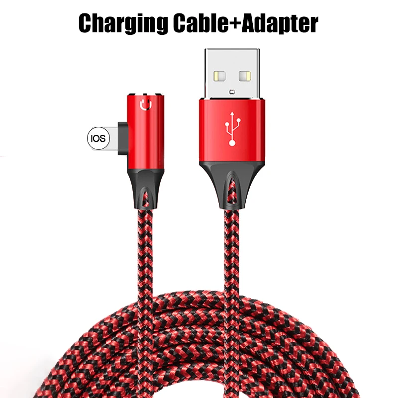 

USB Cable With Adapter to 3.5MM Earphone Audio AUX Fast Charging Cables for iphone 8 7 X Charger Cable Usb Data Charge Wire Cord
