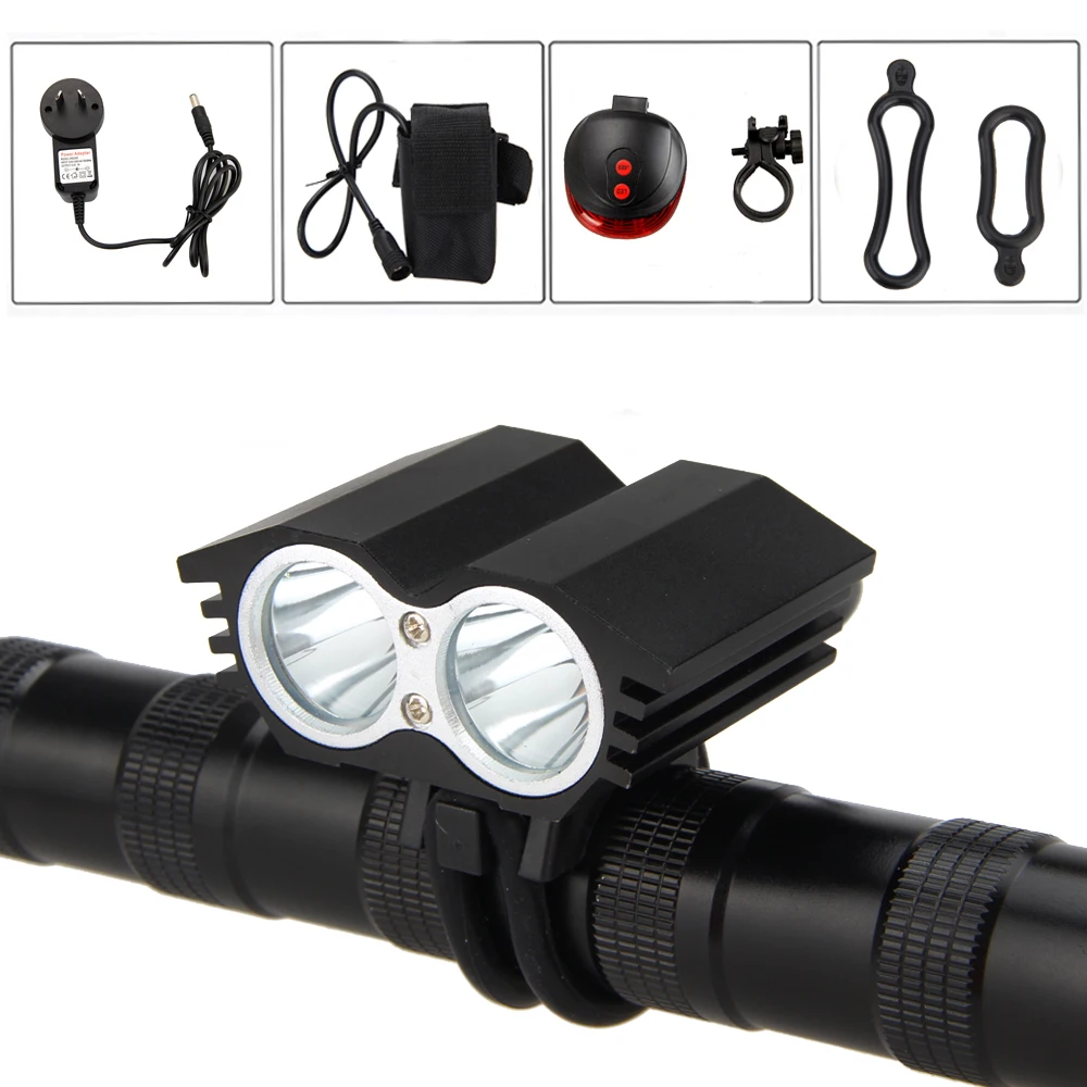 Front Bicycle Headlight 6000 Lumens 2x XM L U2 LED Dual Lamps for