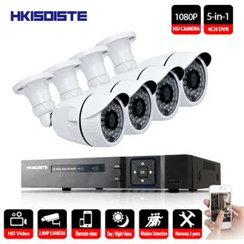 

HKIXDISTE 1080P 4CH AHD DVR Kit 2.0 Megapixel HD 1920*1080P DIY Home Security Camera System Free APP Remote View