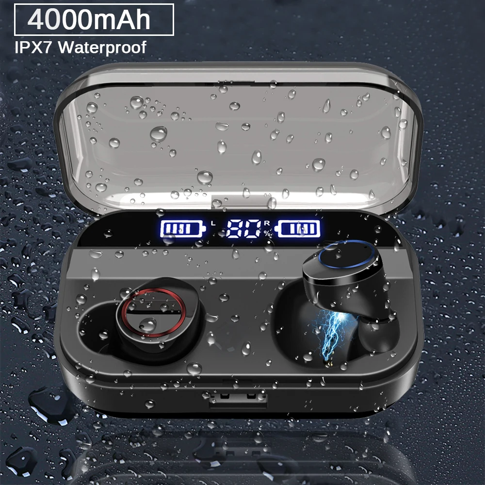 

4000mAh TWS Wireless Bluetooth 5.0 Earphones Power Display Touch Control Sport Stereo Cordless Earbuds Headset Charging Box