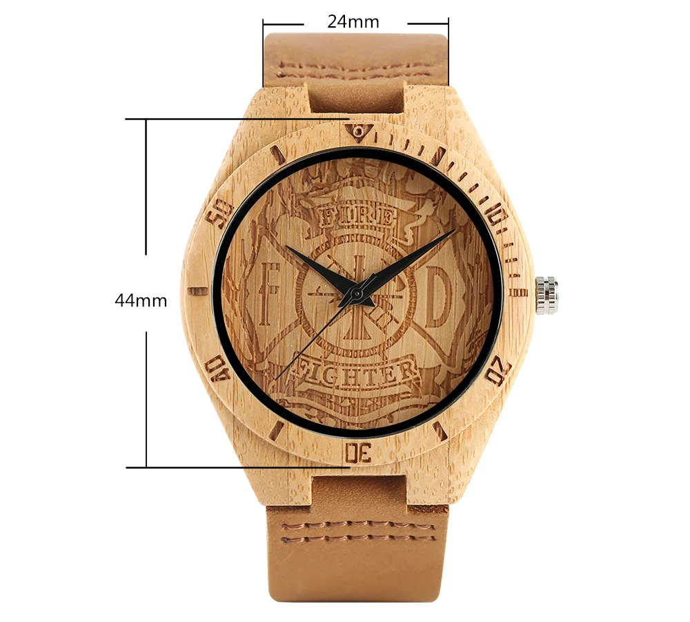 YISUYA Fire Fighter Pattern Dial Bamboo Wooden Wrist Watch Men Sport Handmade from Nature Wood Quartz Creaitve Watches Gift Bag (14)