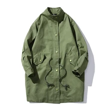 Осенний Тренч, мужское повседневное корейское длинное пальто, мужское зеленое Черное длинное пальто