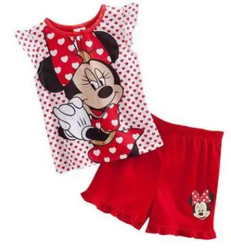 Новая детская одежда для мальчиков и девочек; Пижама принцессы для малышей; летний комплект с короткими рукавами; детская одежда для сна с рисунком Микки и Минни Маус - Цвет: Черный