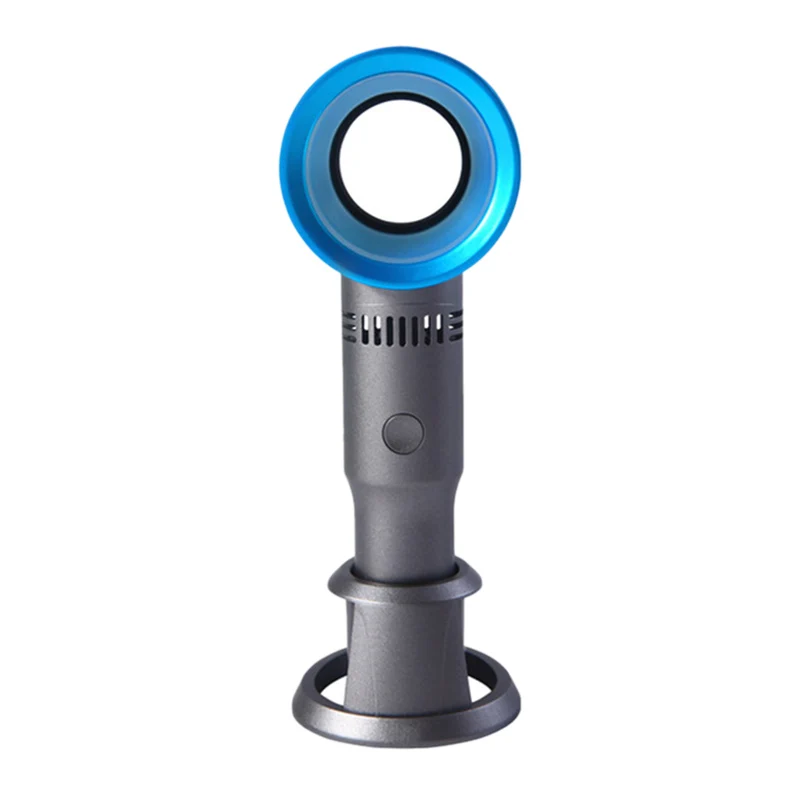 

Usb Rechargeable Detachable Base Portable Fan Three Gears Mini Handheld Leafless Fan Desktop/Desktop Air Cooler With Led Ligth