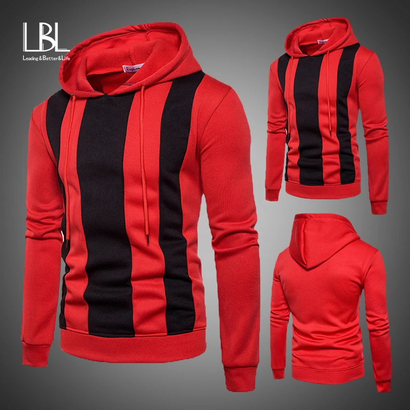 

Autumn Sweatshirt Men Winter Casual Patchwork Fleece Hoodies Slim Fit Hooded Sweatshirts Men's Warm Tracksuit Outdoor Sport Top