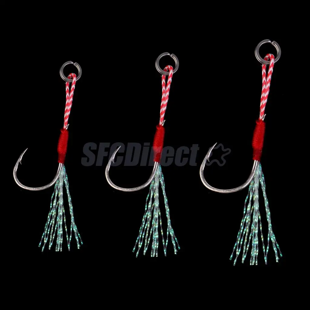 5Pcs Deep Sea Fishing Assist Hooks Worm Barbed Hooks Live Baits Hooks with PE Line 13# 15# 17#