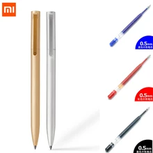 Оригинальная металлическая ручка xiaomi mi home, 0,5 мм, нейтральная ручка, многоцветная, сменная, для письма, гладкая, высокое качество, OEM, красная, синяя, Черная