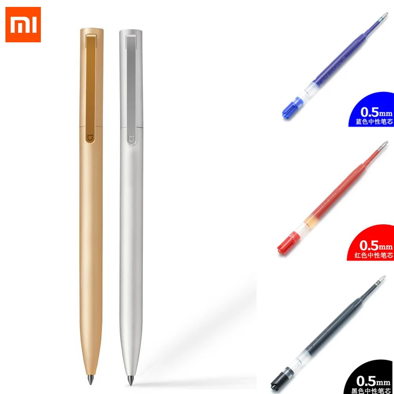 

Original xiaomi metal pen mi home 0.5mm neutral pen multicolor refill replacement writing smooth high quality OEM red blue black
