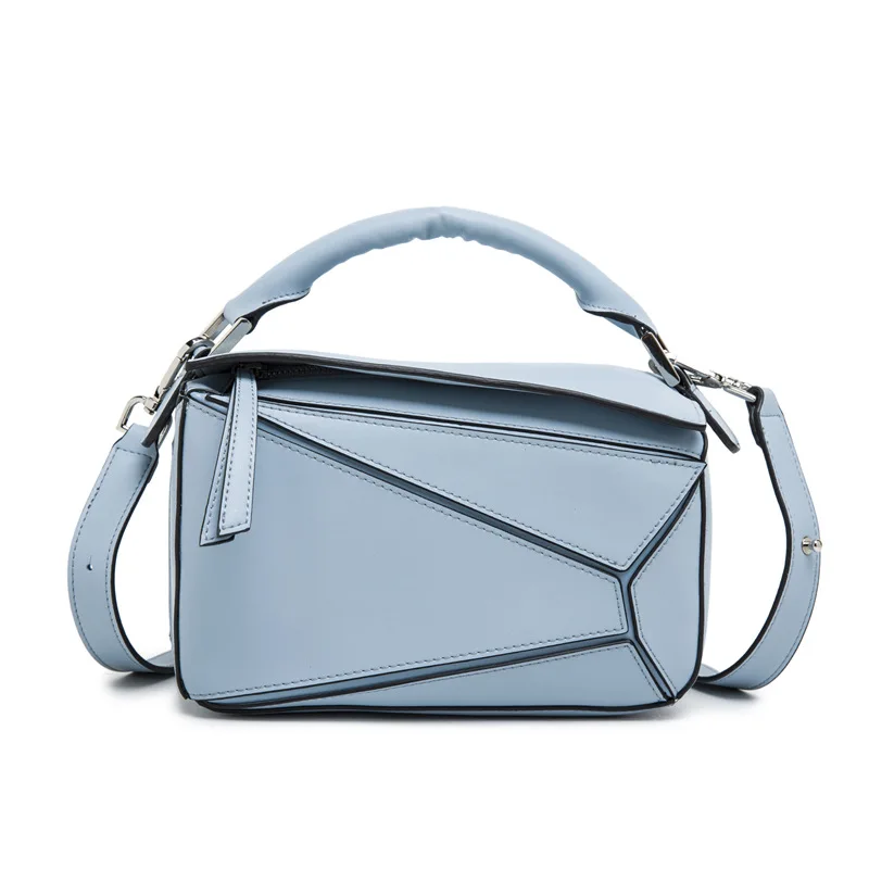2016 Women Lady Genuine Leather Cowhide Geometric Splicing Designer Flap Handbags Handbag Shoulder Bag Messenger Crossbody Bags