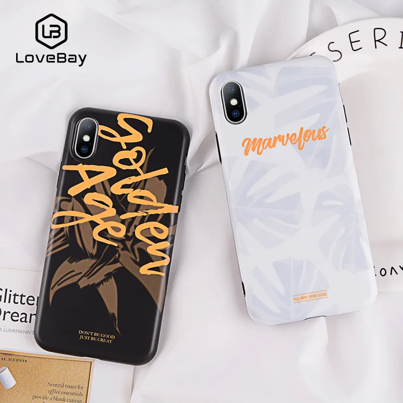 Lovebay чехол для iPhone X 8 7 Plus Гладкий узор с буквами листья 6 S IMD Мягкий ТПУ силиконовый
