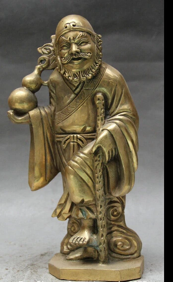 

4036++10" Chinese Mythology Brass Eight Immortals Tie Guai Li God Statue Sculpture