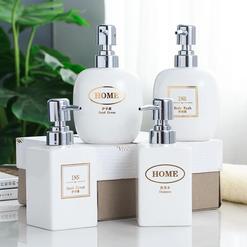 North Europe Bottle Creramics Soap Dispenser Set Bathtoom Accesories Hand Soap Dispenser