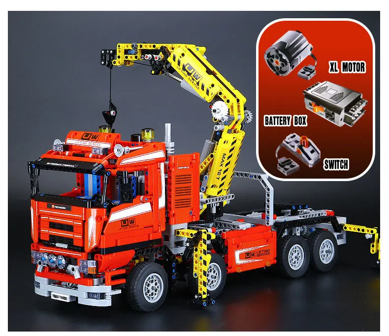 

Lepin 20013 1877pcs Technic Ultimate Mechanical Series The Electric Crane Truck Set Building Blocks Bricks Model toys Gifts 8258