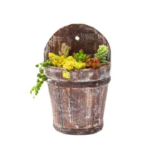 Caioffer Modern Flowerpot Semicircle Shape Garden Wooden Flower Pots Decorative Wall Hanging Planters For Balcony Home