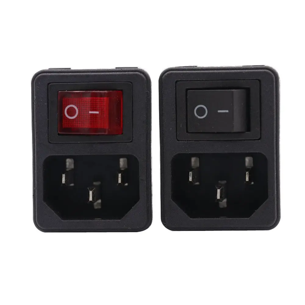 

1PC POWER SOCKET IEC 320 C14 AC Cord Inlet Receptacle With ON OFF Red Rocker Switch 250V 10A CE CCC TUV KC Certificate