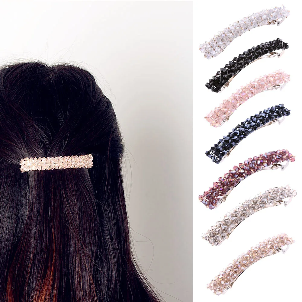 7 Colors Bling Crystal Hairpins Headwear forWomen Girls Rhinestone Hair Clips Pins Barrette Styling Tools Accessories