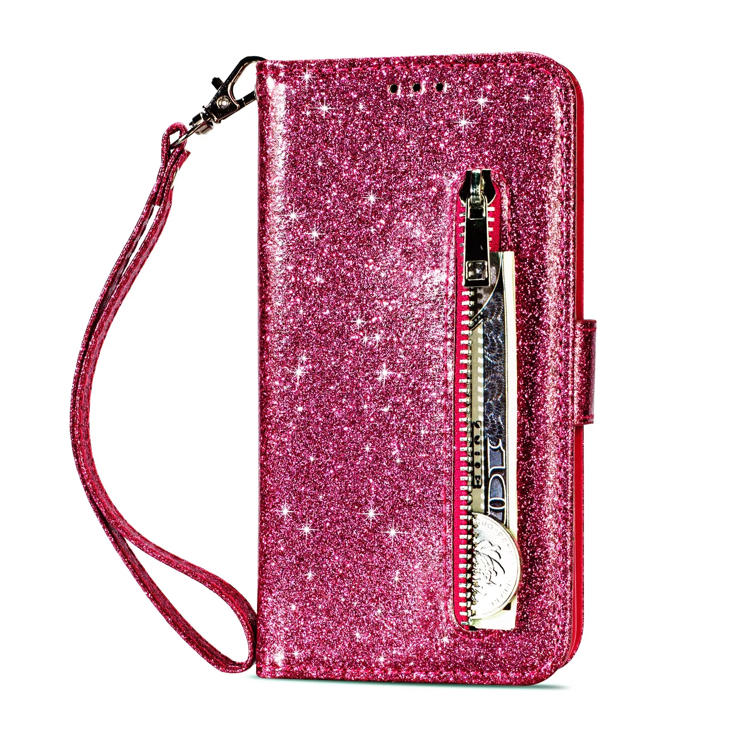 Роскошный чехол сверкающий с блестками для LG K10 кожаный бумажник чехол для телефона Флип Бумажник кожаный чехол для LG K8 K8 K10 - Цвет: Rose Red