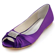 EP2053/фиолетовые женские свадебные туфли на плоской подошве, с открытым носком, с лентой, со стразами, атласные женские балетки для девочек, вечерние свадебные туфли белого цвета и цвета слоновой кости