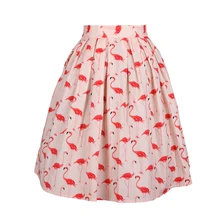 40-Винтаж 50 s розовый Фламинго печати плиссированные юбки рокабилли пинап юбки плюс размер faldas saia feminina'll fenicotteri