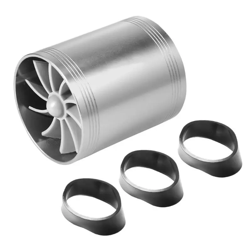 Двойной турбинный турбо зарядное устройство воздухозаборник прибор для экономии топлива вентилятор Супер зарядное устройство - Цвет: Серебристый