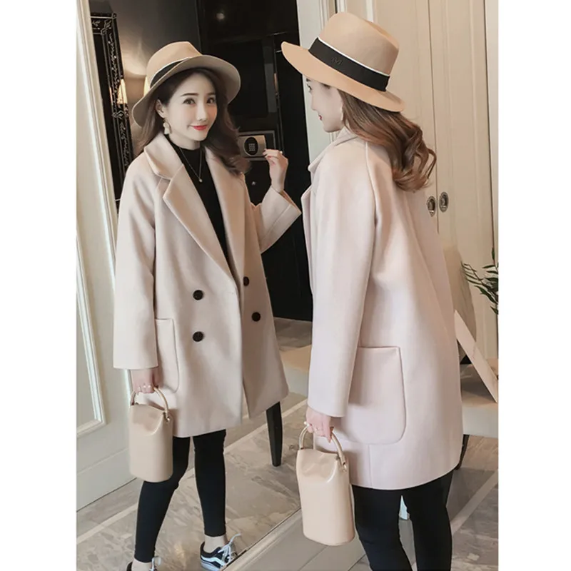Femmes Double Breasted Hiver light Femelle Taille Laine Creamy white Épaissir Faux Chaud Long Coréenne Yellow De Manteau Veste Élégant camel Pardessus Grande cF1lKJ