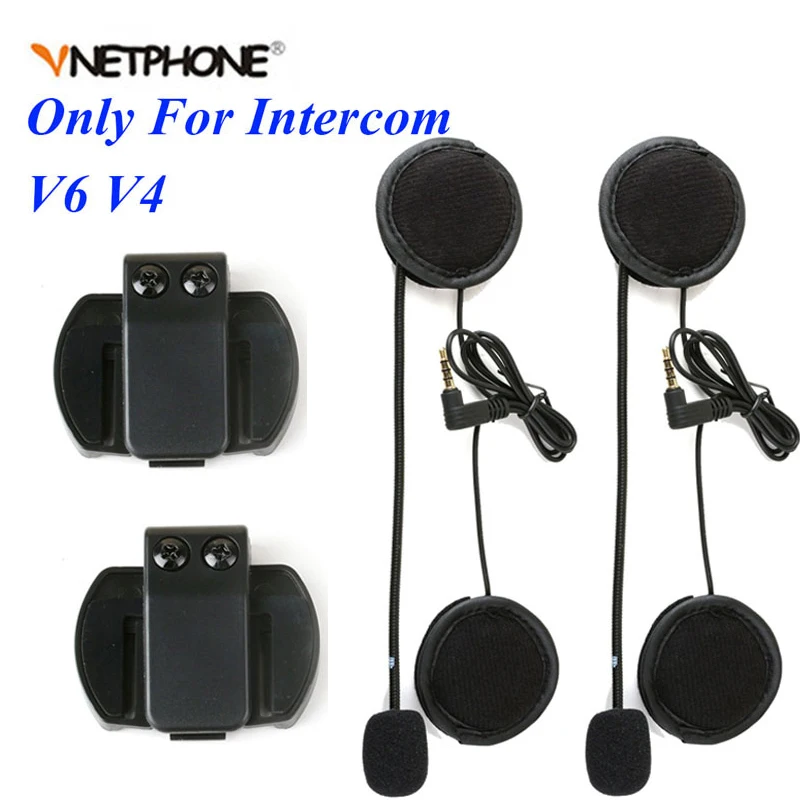 2PCS 3.5mm Microphone Speaker Headset Helmet Clip for Vnetphone V4 V6 For EJEAS V6 V6 Pro Motorcycle Bluetooth Interphone Moto