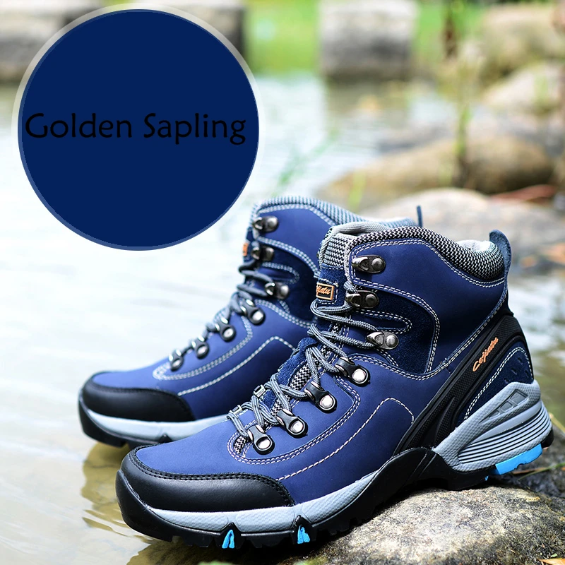 

Golden Sapling Mens Hiking Boots Rubber Sneakers Men High Top Tactical Shoes Male Sport Mountain Trekking Boot Outdoor Shoes Man