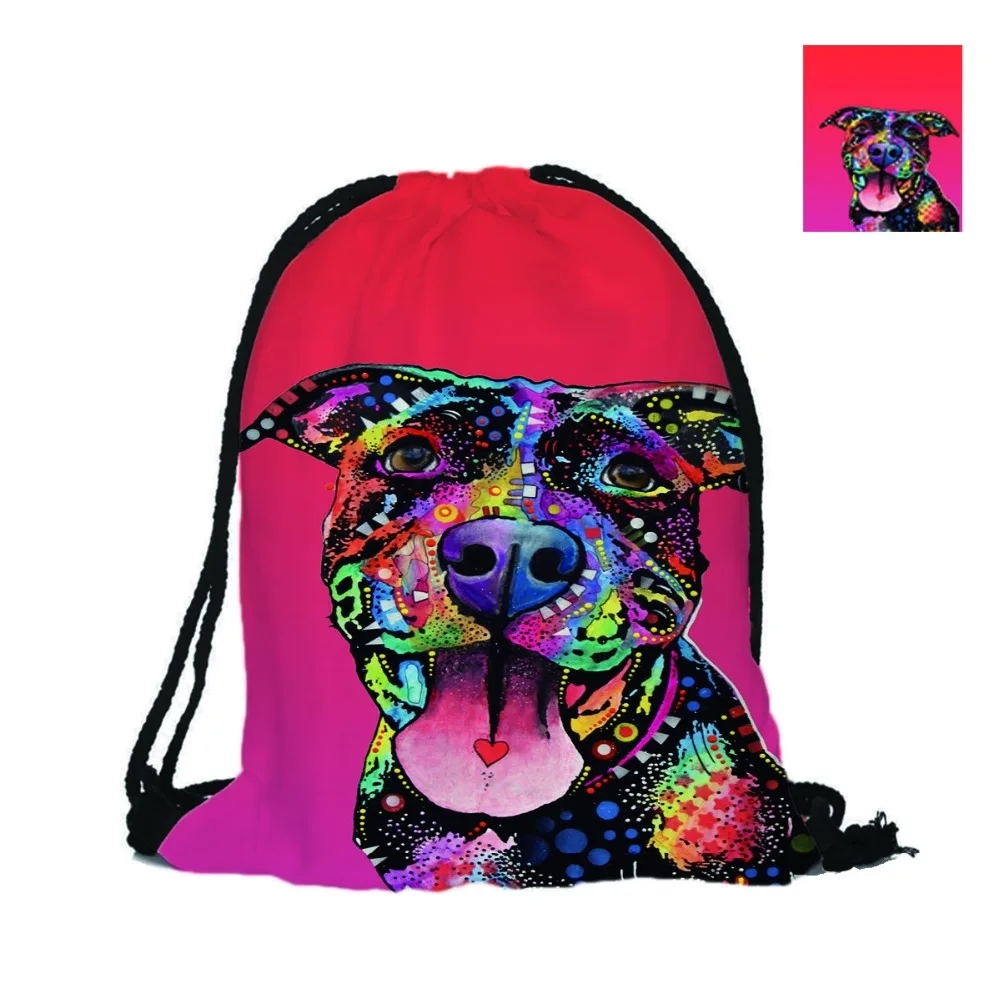 Bad Pitbull Custom 3D Pet Dog Printing Double Sides Unisex Backpack